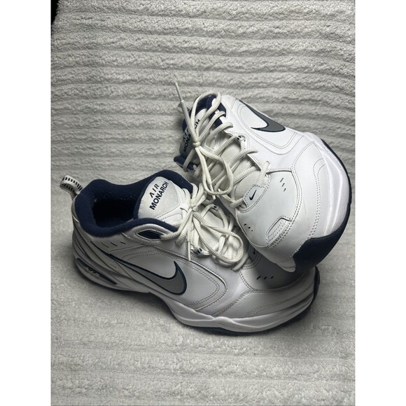 Nike Air Monarch Men\'s Shoes Size 11 White Navy Blue Running main image 4